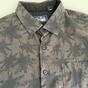 Nat‎ Nast XL Black Button Down SS All Over Palm Trees 70%Silk